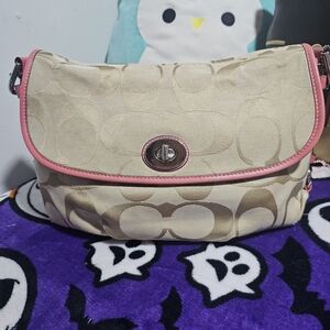 Coach Beige and Pink Shoulder Bag